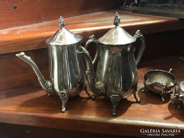 Art Nouveau alpaca coffee and tea pouring set, 4 pieces.