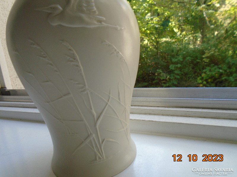 1940 Unique rosenthal biscuit porcelain vase with oriental relief crane patterns-2543 gravure numbering