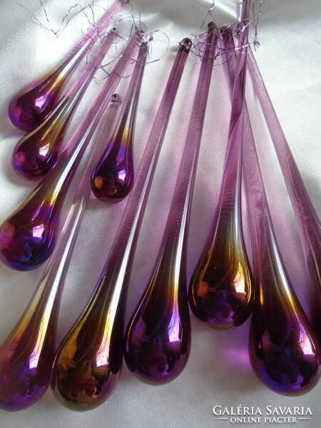 Dekorációs, karácsonyi muránói  üvegcsepp díszek, csillár dekoráció.