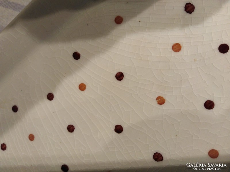 Ceramic tray, offering - natural - with dots