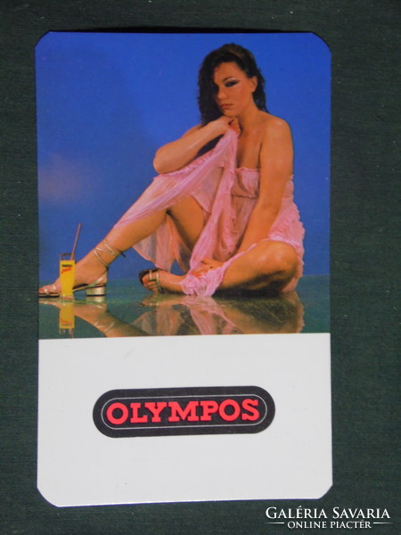 Card calendar, Olympos orange juice, Dölker company, art, erotic, nude model, 1982