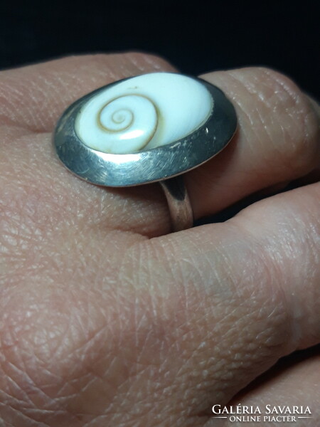 Nagyfejű" Shiva's Eye"- buddhista ezüst gyűrű - 56- os méret