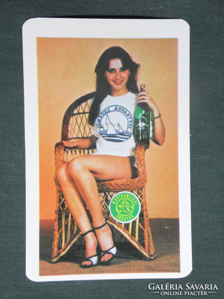 Card calendar, Nagykanizsa brewery, Fonyód mineral water, erotic female model, 1982