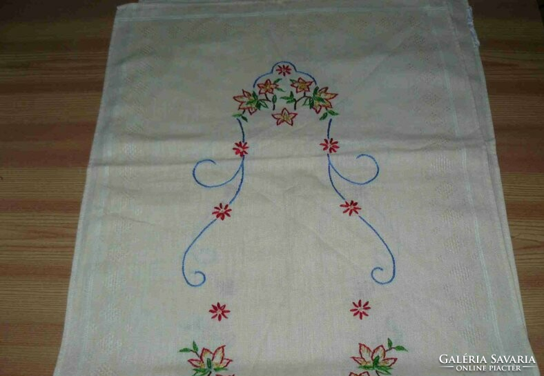 Beautiful runner on vintage hand embroidered tablecloth