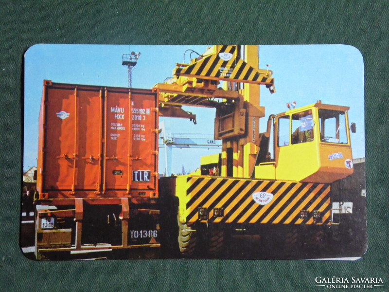 Card calendar, máv railway, transport, container loader, truck, 1981