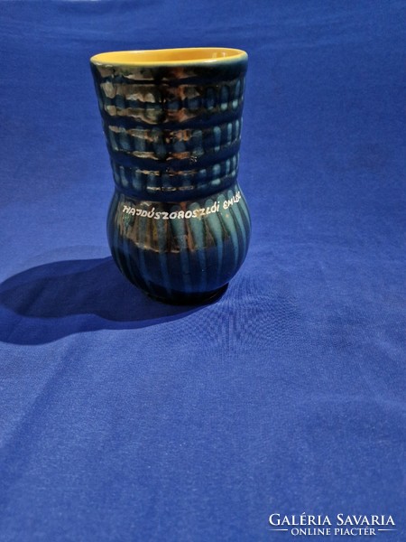 Retro ceramic vase with Hajdúszoboszló memory inscription