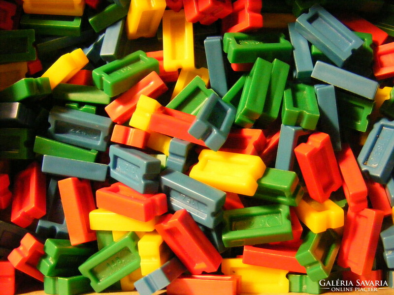 Retro colorful plastic domino construction toy 500 pieces - hasbro schmidt 1982