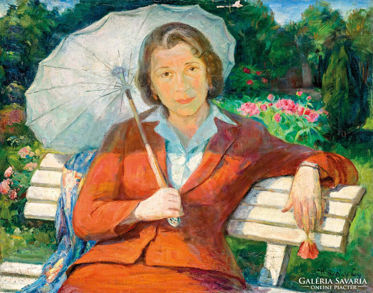 Károly Gyula (Keszthely, 1910 - Keszthely, 1989): Hölgy napernyővel