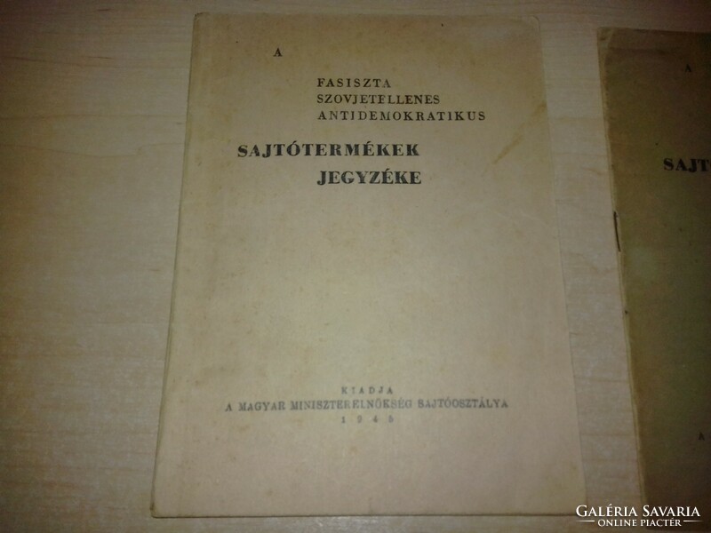 A fasiszta szovjetellenes antidemokratikus sajtótermékek jegyzéke, 1945, 1946