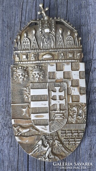 Beautiful Hungarian crowned copper coat of arms 16.5 cm