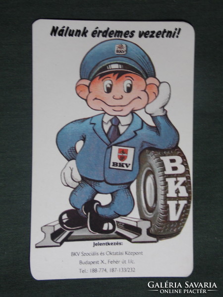 Card calendar, bkv transport company, Budapest, skilled worker training graphic artist, 1988
