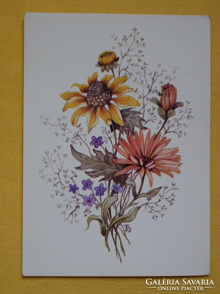 Futott képeslapok virágokkal, 7 darab - a fotók szerint /05/