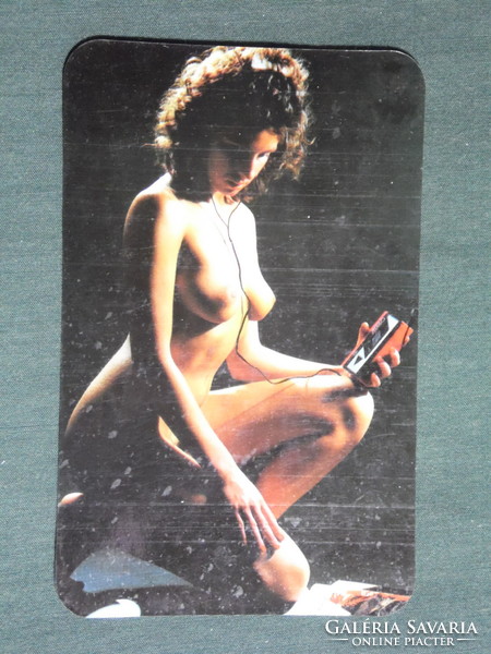 Card calendar, baranyaker, mosque store, Pécs, erotic female nude model, 1988