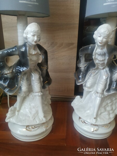 Porcelain, baroque figural lamp for sale in pairs! 64 Cm