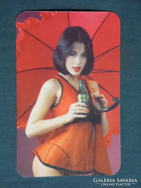Kártyanaptár,Szeged ÁFÉSZ borgazdaság,Márka üdítő ital,erotikus női akt modell, 1985