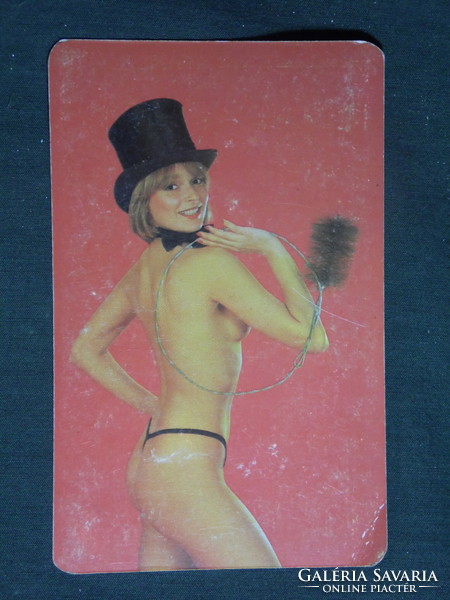 Kártyanaptár, Balassagyarmat kéményseprő vállalat, erotikus női akt modell, 1985