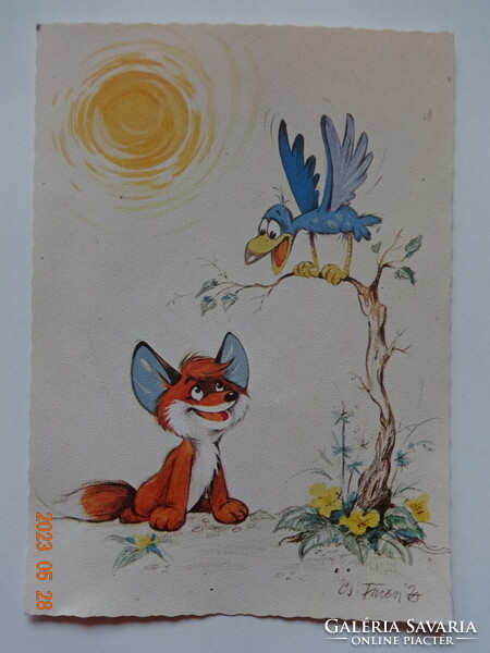 Old graphic postcard: vuk, the little fox (Pannonia film studio) - postal clean