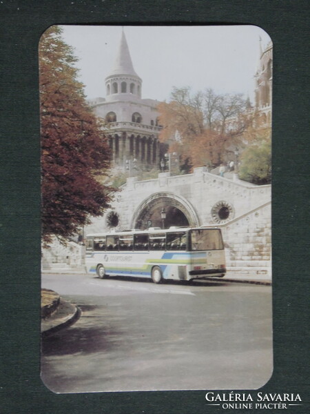 Card calendar, cooptourist, Budapest Fisherman's Bastion, Ikarus bus, 1987