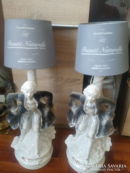 Porcelain, baroque figural lamp for sale in pairs! 64 Cm