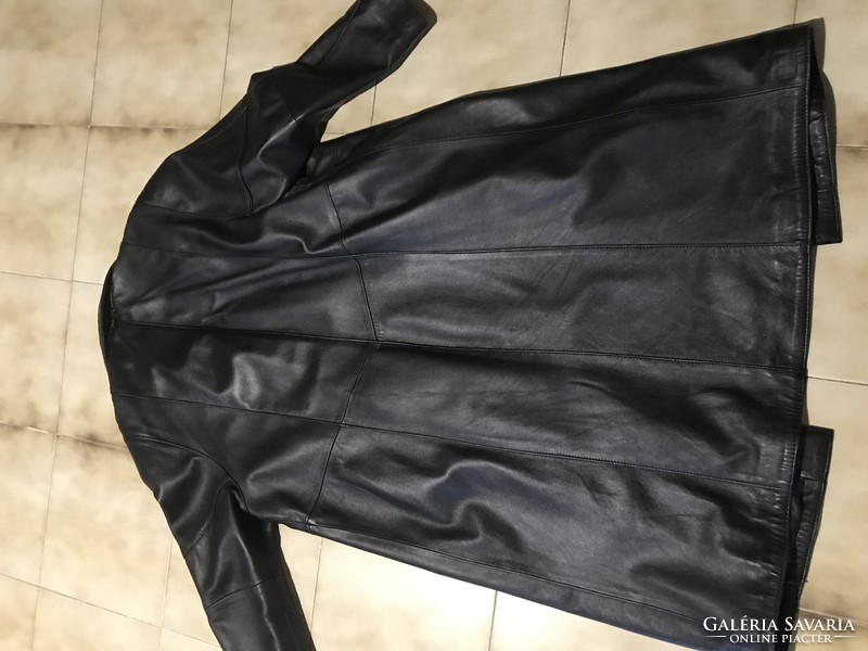 Retro elongated leather jacket genuine soft leather jacket women's xxl about flawless new