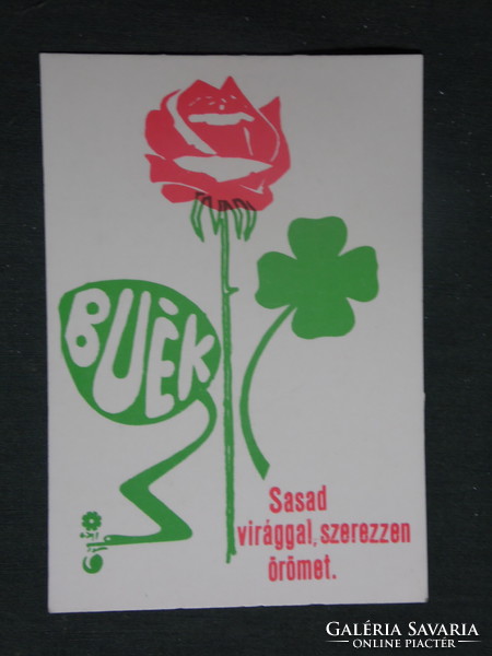 Kártyanaptár,Sasad MGTSZ,kertészet,grafikai rajzos, virág, 1984