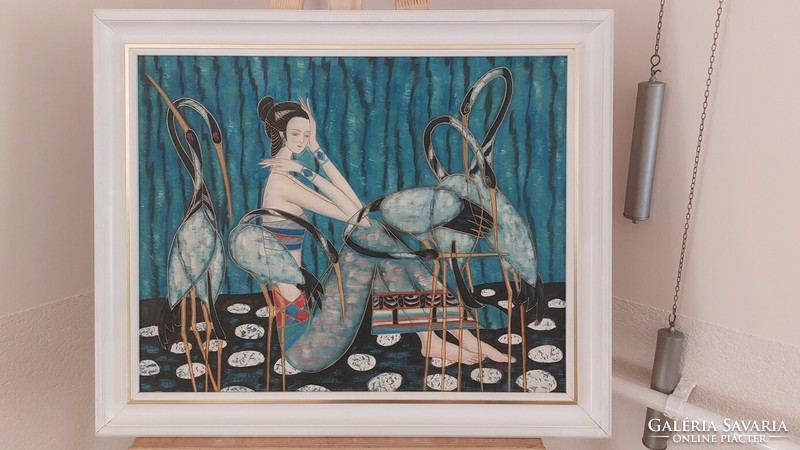(K) beautiful oriental painting with 62x52 cm frame