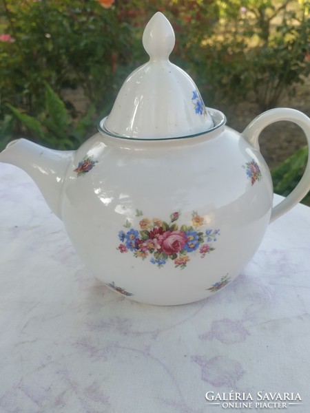 Hollóháza porcelain tea pot and jug for sale! Floral porcelain jug, jug for sale!