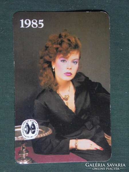 Kártyanaptár,Óra Ékszer vállalat, erotikus női modell, 1985