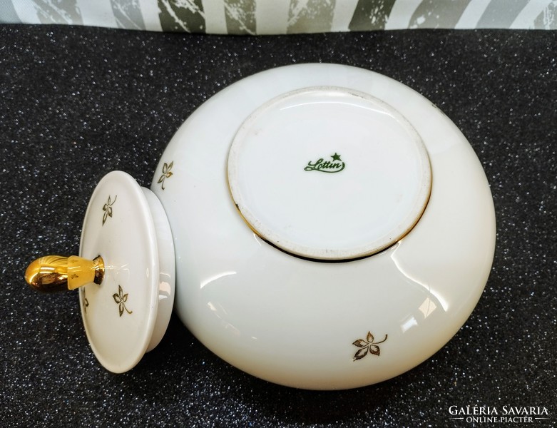 Vintage lottin porcelain bonbonier with gold pattern