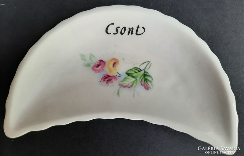 Witeg Kőporc - porcelán csontos tányér - csont felirattal és virág díszítéssel /368/
