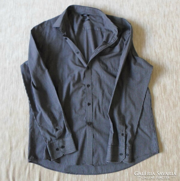 Long-sleeved men's shirt 5.: Gray-black striped shirt (f&f)