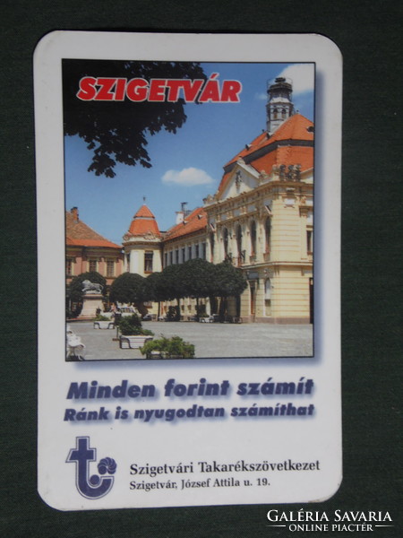 Card calendar, Szigetvár savings association, main square, lion statue 1998