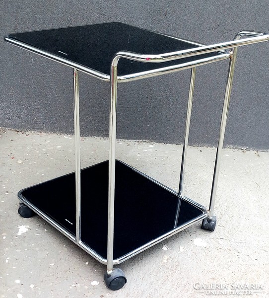 Chrome-framed glass party cart Italy negotiable vintage design
