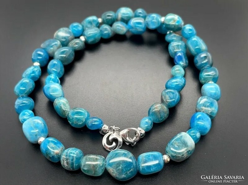 Fabulous Real Blue Apatite Gemstone Necklace 925 Clasp New