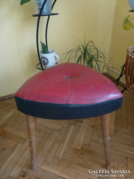 Red and black art deco small chair, ottoman, seat