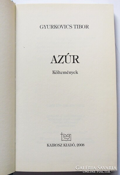 tibor Gyurkovics: azure. Poems