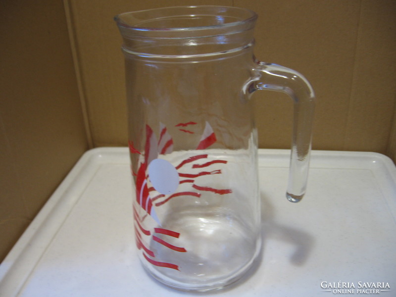 Retro red sailing boat glass jug