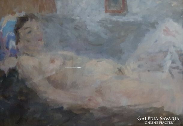 János Polák: reclining female nude