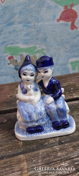Gzhel Russian porcelain figurines + a Delft porcelain