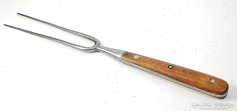 Antique meat fork with copper baknis handle / 30.8 cm!