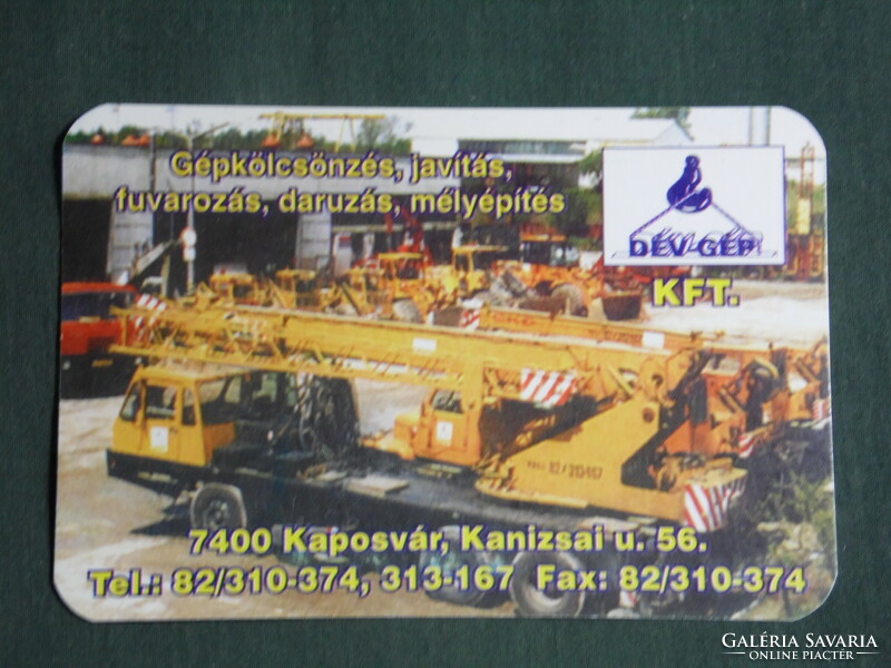 Card calendar, dev machine kaposvár, truck, work machine, tractor, crane car, 2002