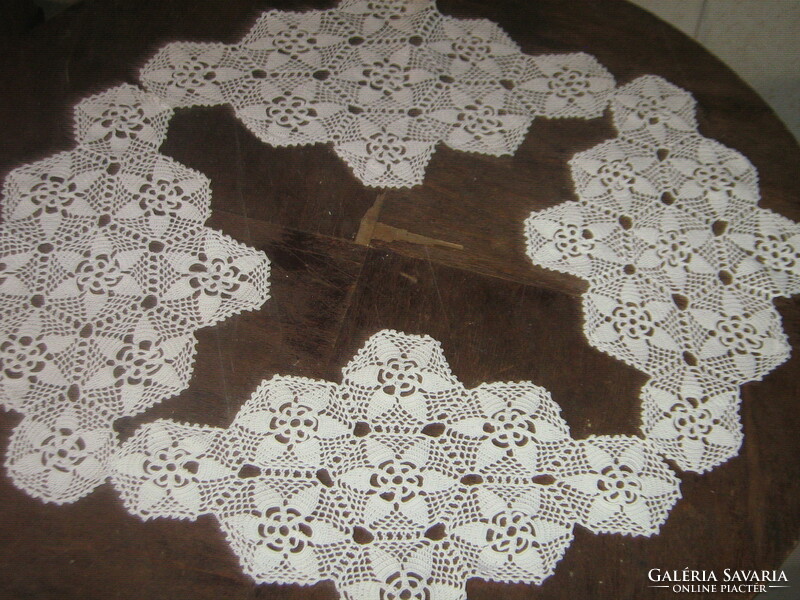 Beautiful hand crocheted white lace tablecloths 4 pcs