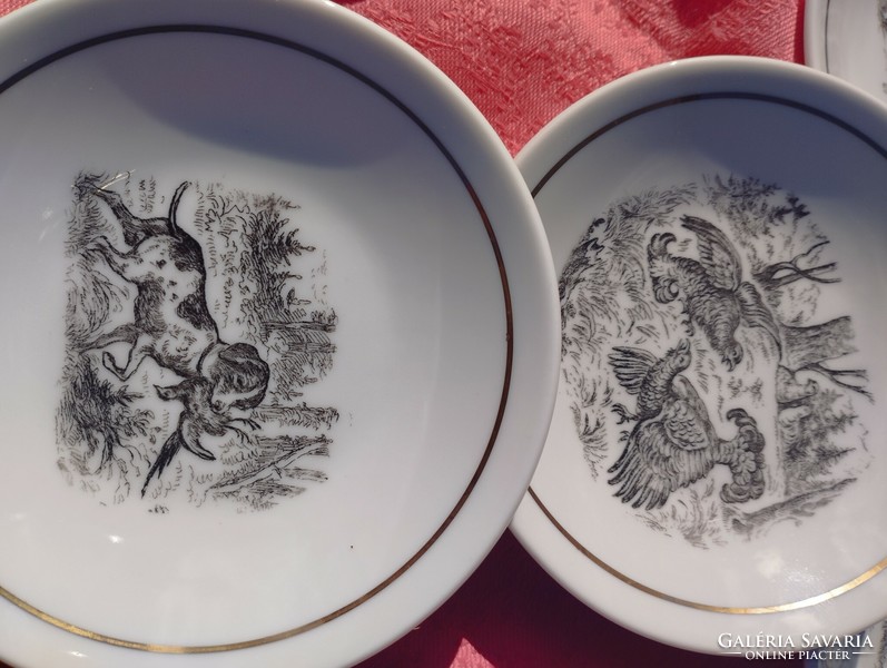 Wild animal porcelain small plate, saucer, 4 pcs.