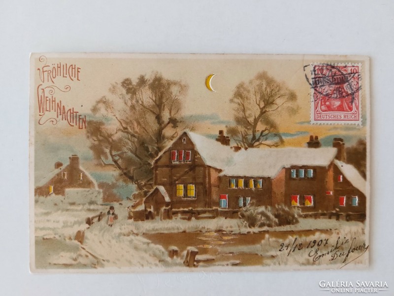Régi képeslap 1907 karácsonyi levelezőlap