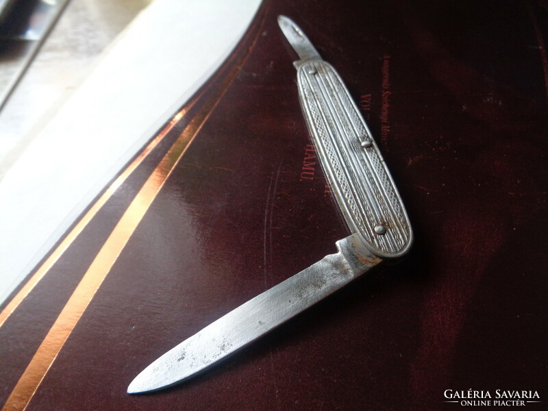 Small knife, pocketknife, from the sixties, with two edges, stainless steel, with mvs inscription,