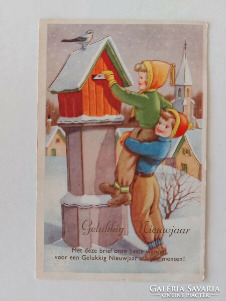 Régi képeslap 1956 karácsonyi levelezőlap gyerekek
