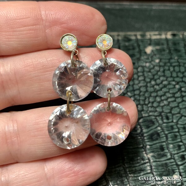 Old special plug in vintage earrings, glass rhinestone earrings, the jewelry is from the 1970s