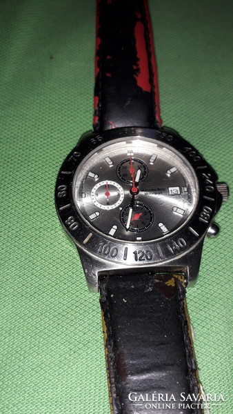 Old Mercedes-Benz men's watch with thick leather strap, untested part according to the pictures