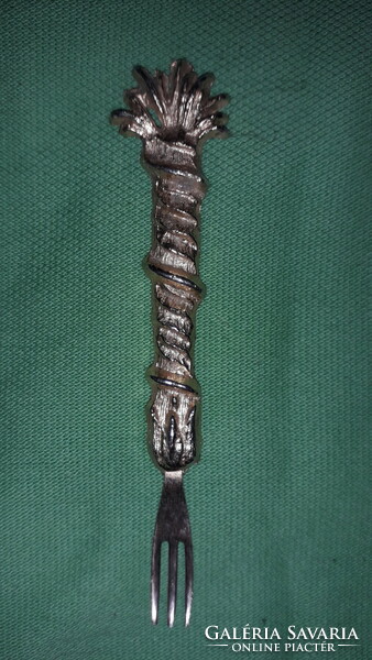 Antique cast iron dessert fork with gilded handle 9 cm in very nice condition as shown in the pictures