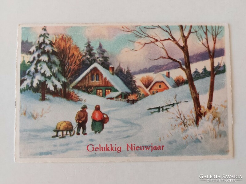 Régi képeslap 1933 karácsonyi levelezőlap havas táj
